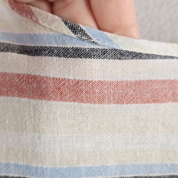 Beach Lunch Lounge Collection Top Women S/P Cream Multi Striped Tie Linen Cotton - Picture 8 of 12